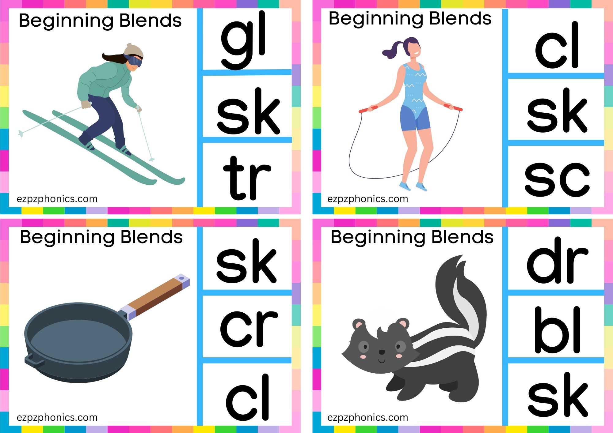 SK Beginning Blends Clip Cards Look At The Images And Clip The Correct Letters Set 2